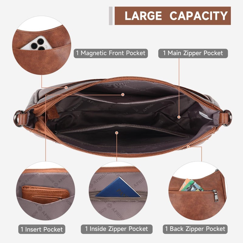 APHISON Trendy Leather Crossbody Purse with Adjustable Strap, Women's Shoulder Handbag - Image 3